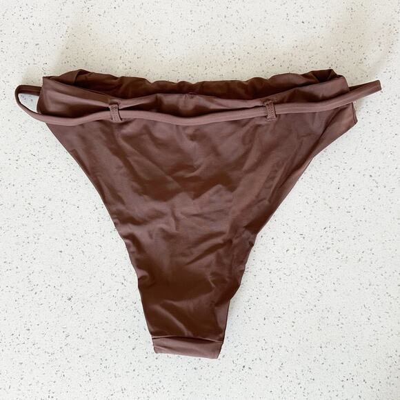 Andie Swim The Riviera High Waisted Bikini Bottom Belted Espresso Brown Size M - Picture 3 of 6